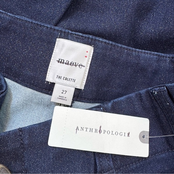 NWT Anthropologie The Colette Sparkle Crop Wide-Leg Jeans Dark Wash Blue 27 - Picture 9 of 13